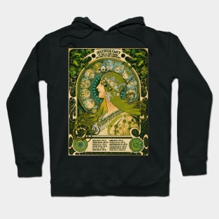 Emerald Green Astrology Poster | Alphonse Mucha Hoodie